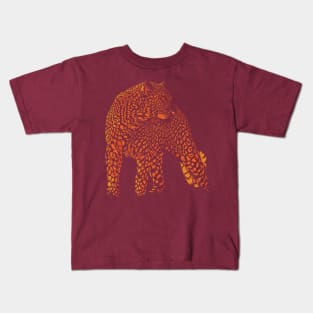 Cheetah orange silhoutte Kids T-Shirt